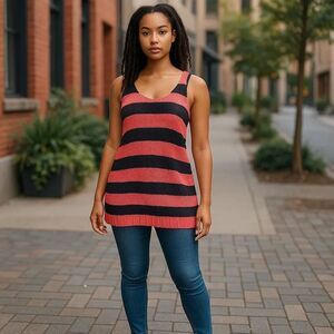 Romeo & Juliet Couture Pink Blue Knit Stripe Mini Tunic Size Medium